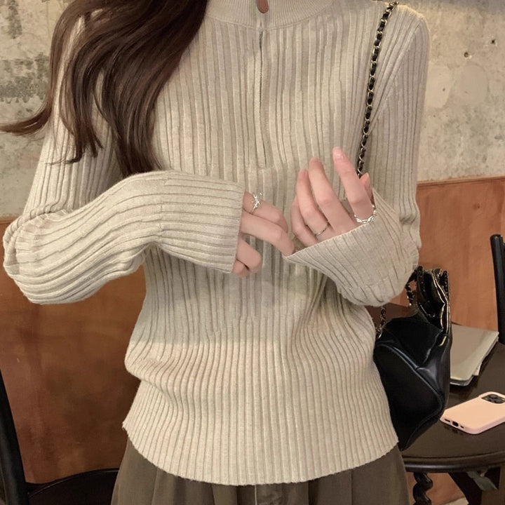 Damen elegant geschnittenes Sweatshirt mit Stehkragen Drune