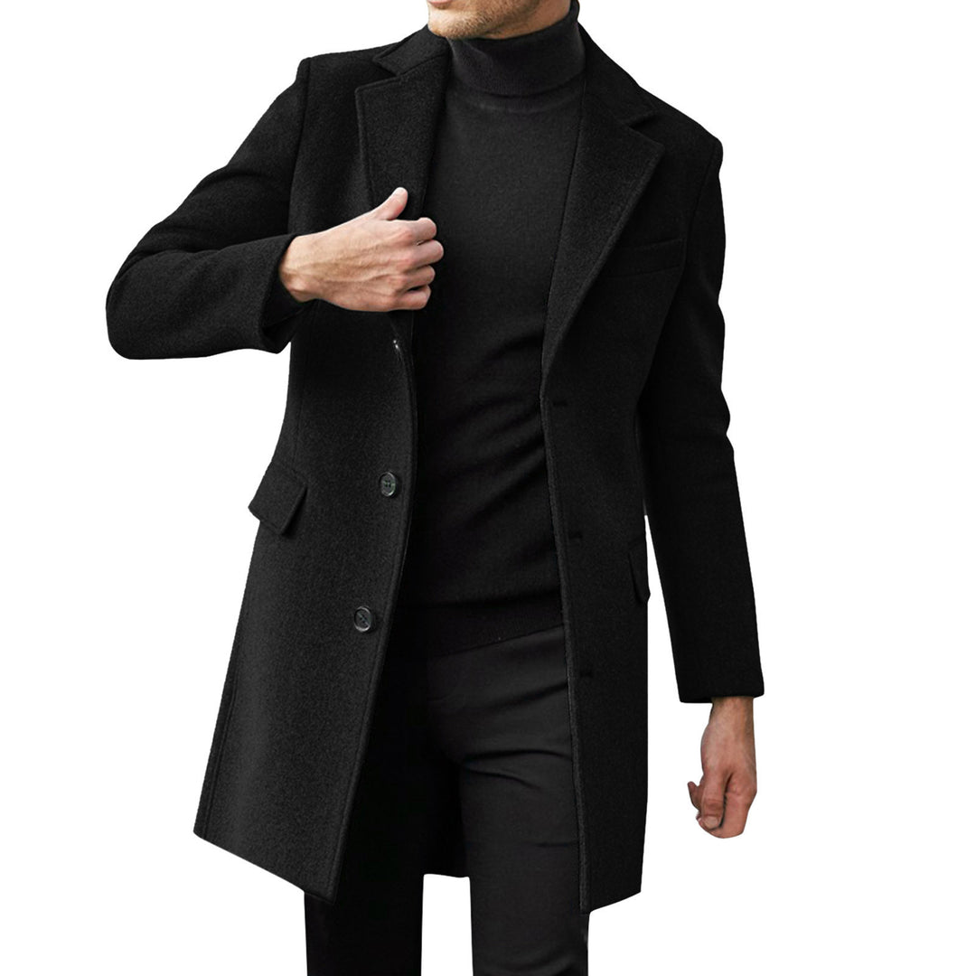 Herren eleganter Wollmantel mit klassischem Revers und verdeckten Knöpfen Drune