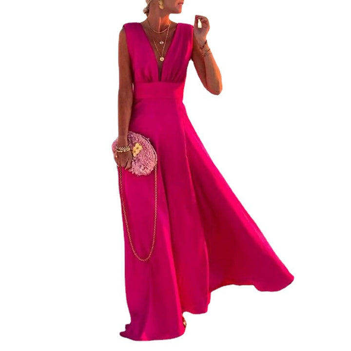 Damen Maxikleid mit elegantem V-Ausschnitt und floralen Mustern Drune