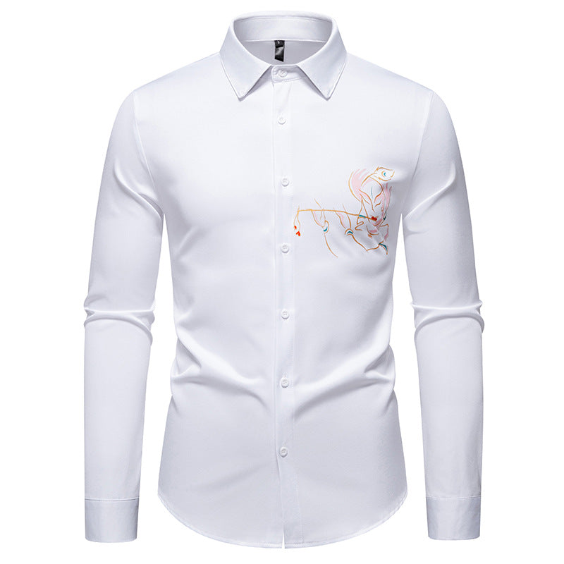 Herren Langarmhemden mit einzigartigem Stickdesign Drune