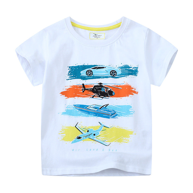 Jungen Kurzarm T-Shirt mit aufregendem Fahrzeugdesign Drune