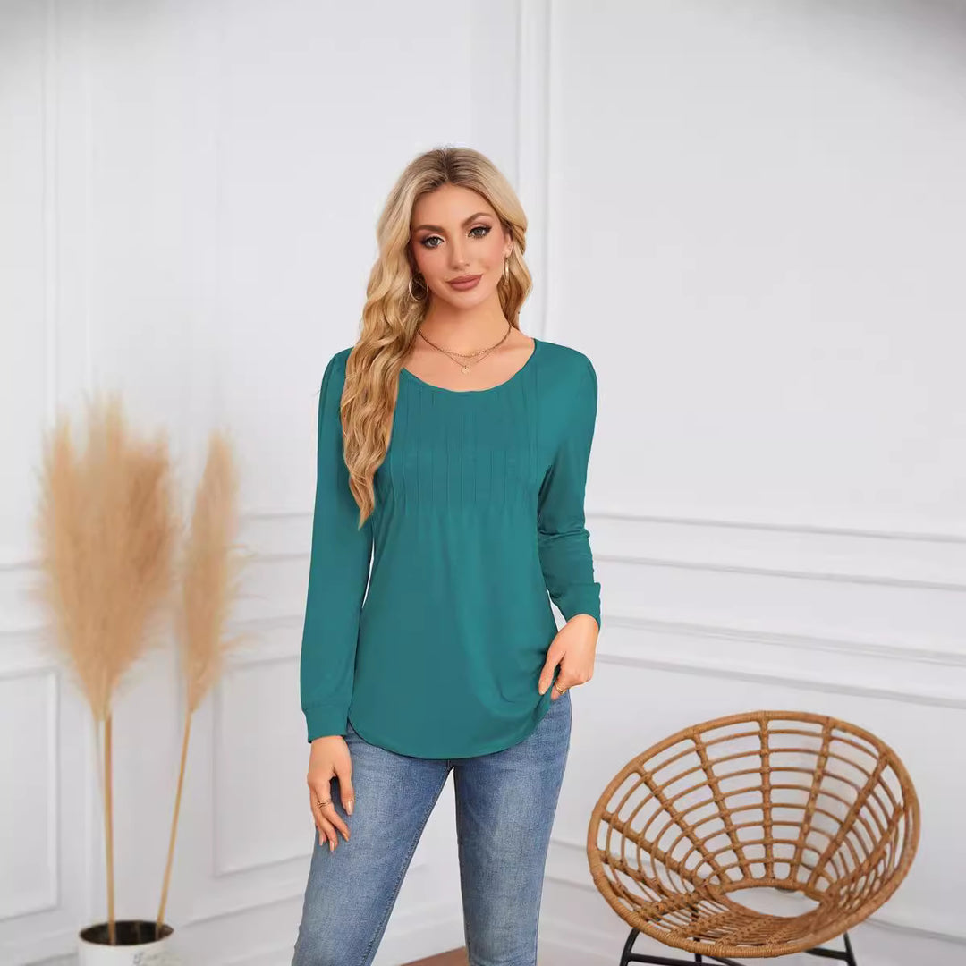 Damen elegante und bequeme Bluse mit Rippenstruktur Drune
