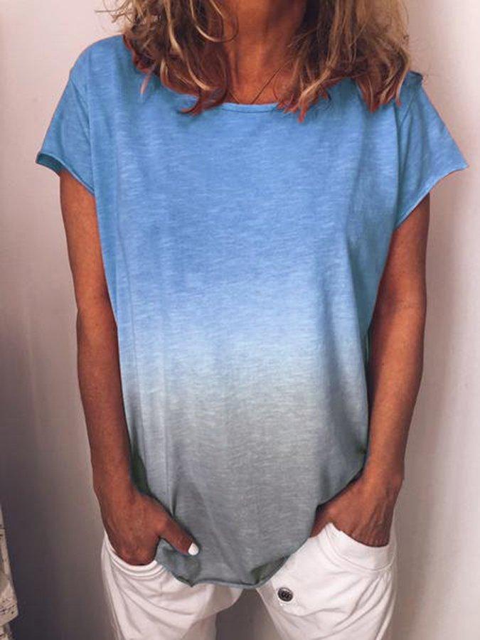 Drune | Gradient-Druck Bunt V-Ausschnitt T-Shirt