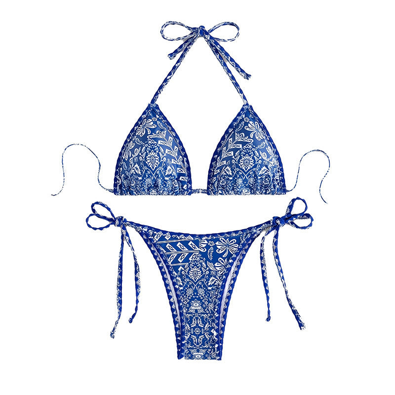 Damen Triangel-Bikini mit verstellbaren Bindebändern und floralem Design Drune