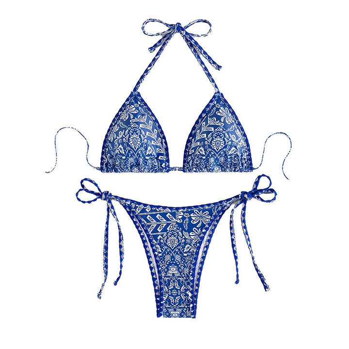Damen Triangel-Bikini mit verstellbaren Bindebändern und floralem Design Drune