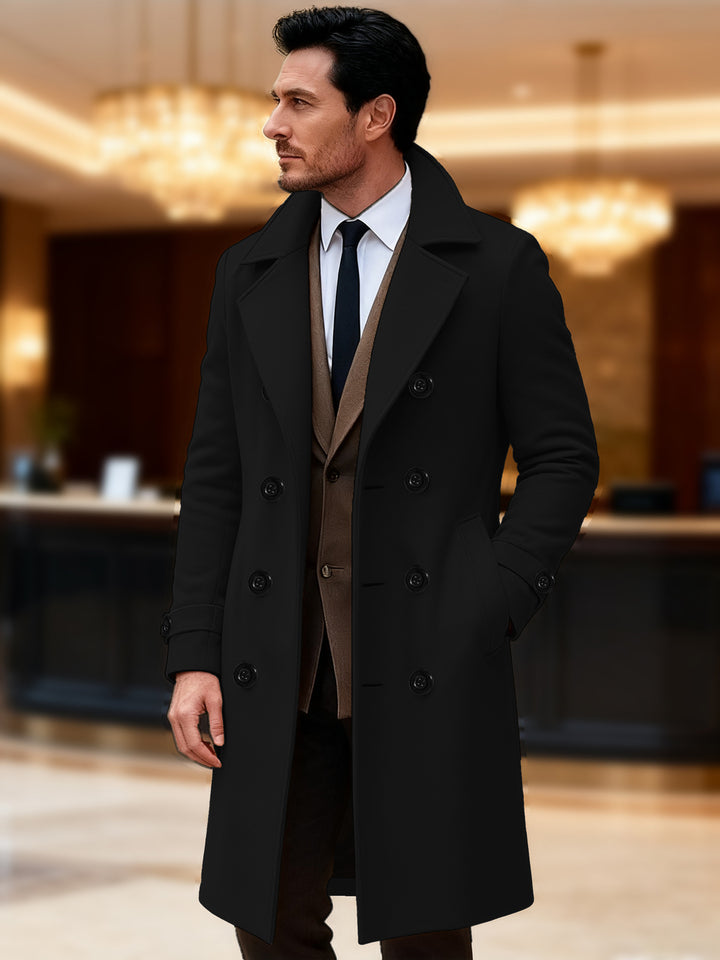 Herren eleganter doppelreihiger Wollmantel Drune