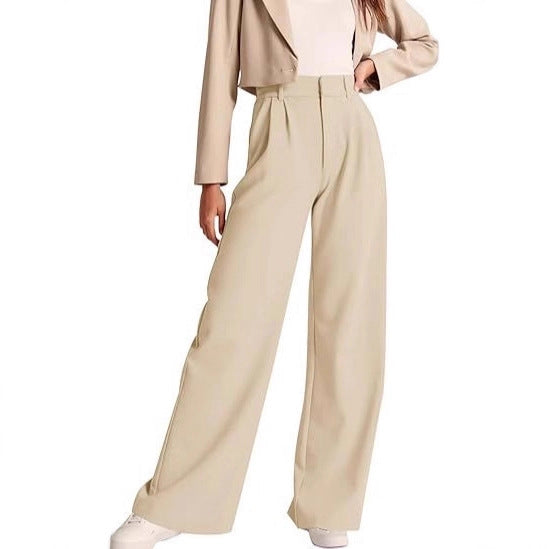 Damen weite High-Waist Hose mit Falten- und Bunddetails Drune