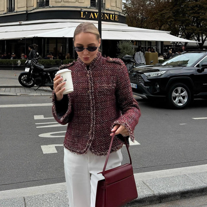 Damen modische Tweedjacke mit edlen Details Drune