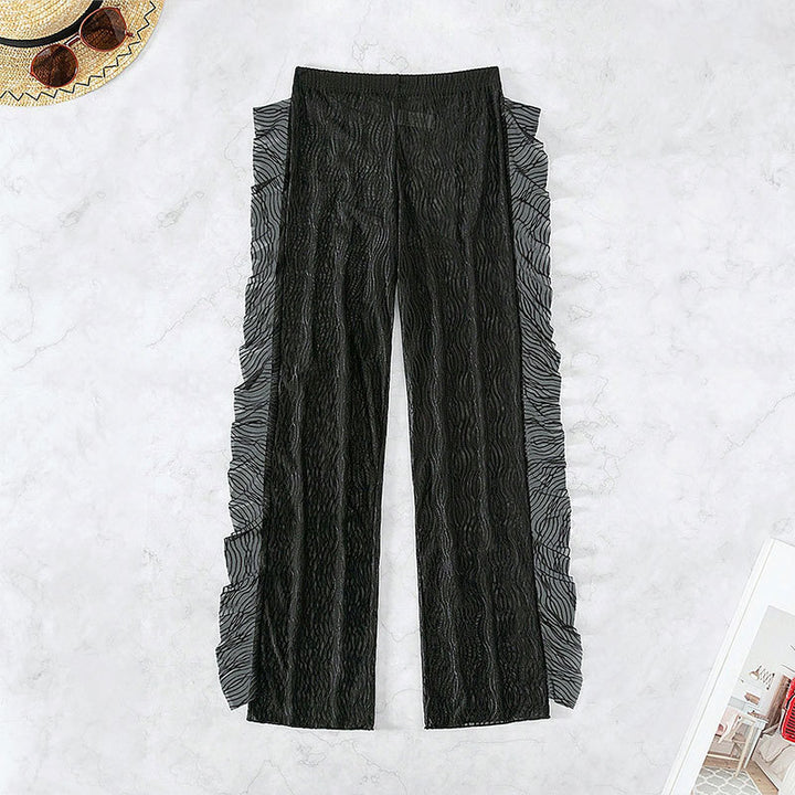 Damen transparente Strandhose mit raffinierter Rüschendetail Drune
