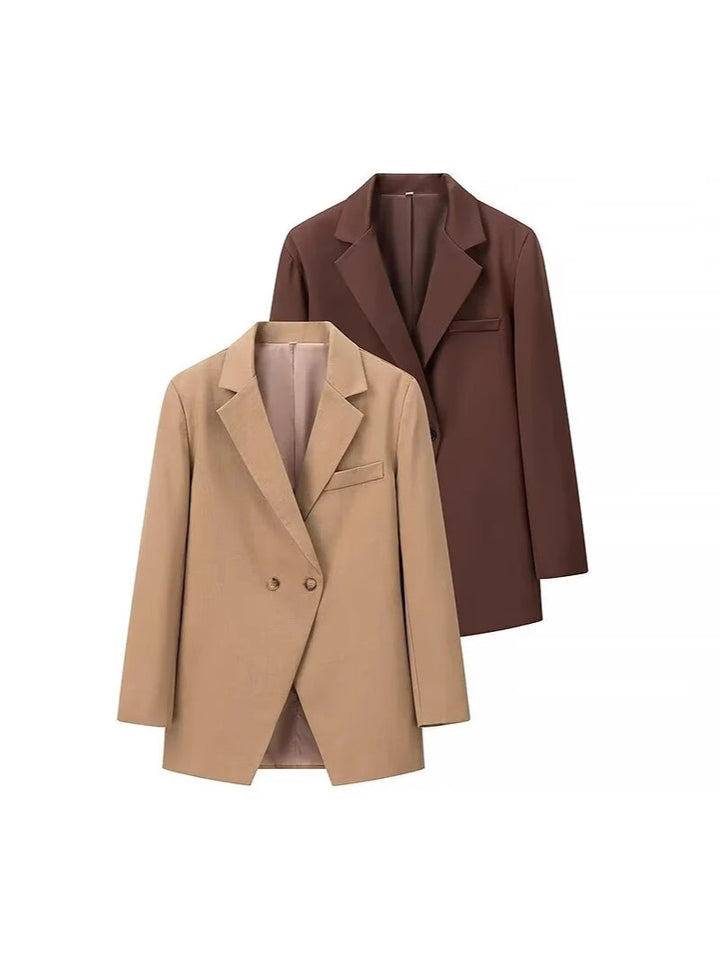 Damen eleganter Oversized-Blazer mit doppelter Knopfleiste und praktischen Taschen Drune
