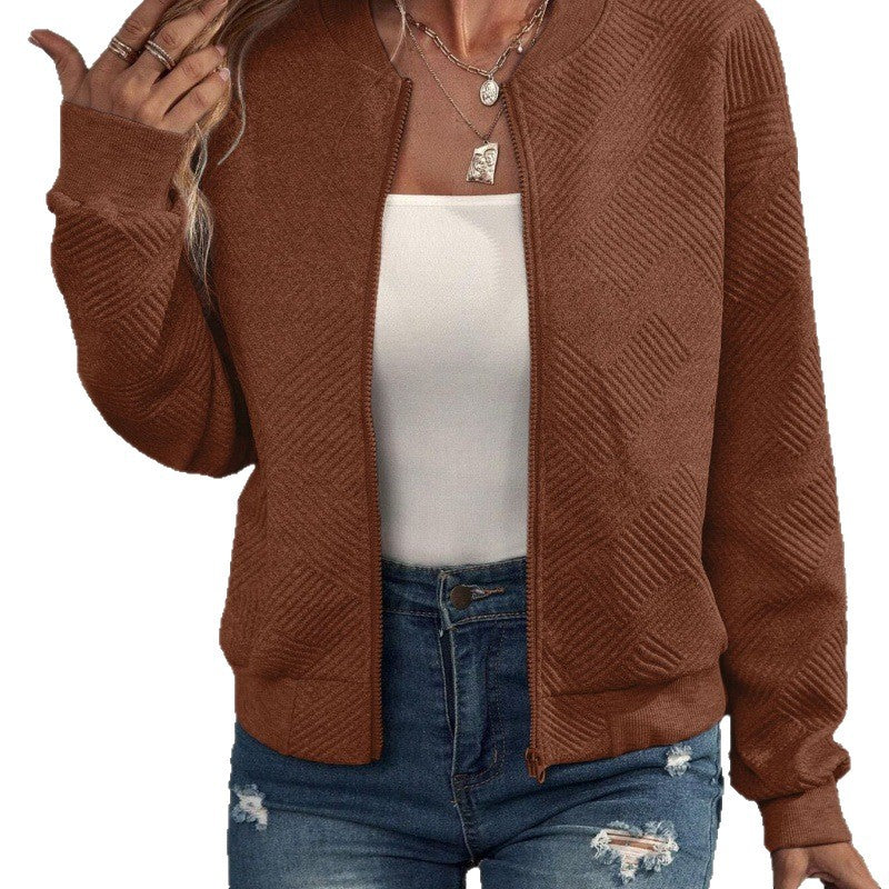 Damen modische Sweatjacke mit strukturiertem Design und Reißverschluss Drune