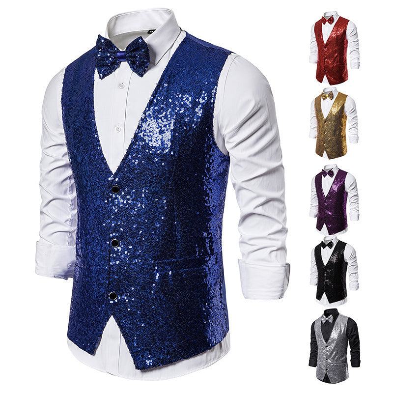 Herren Pailletten Kleid Weste Set Drune