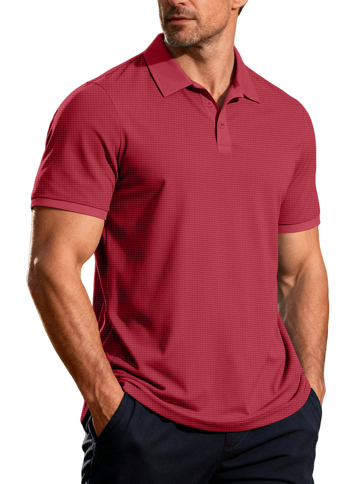 Herren nan strukturiertes Piqué-Kurzarm-Poloshirt mit Hemdkragen Drune