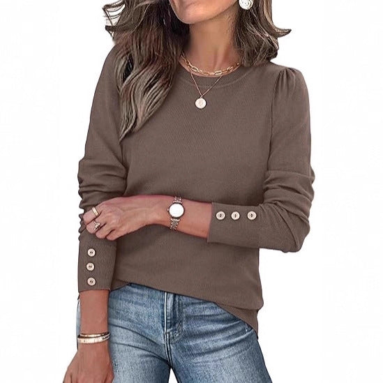 Damen lässiger Pullover mit Knopfdetails Drune