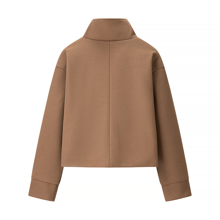 Damen Kurze Übergangsjacke mit hohem Kragen und dekorativen Knopfdetails Drune