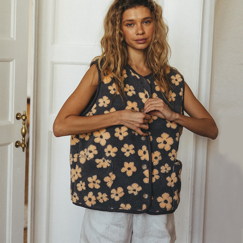 Damen Weste im gemütlichen Strickdesign mit floralen Mustern Drune