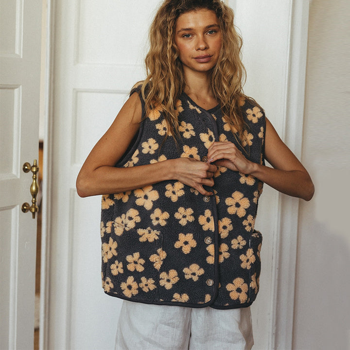 Damen Weste im gemütlichen Strickdesign mit floralen Mustern Drune