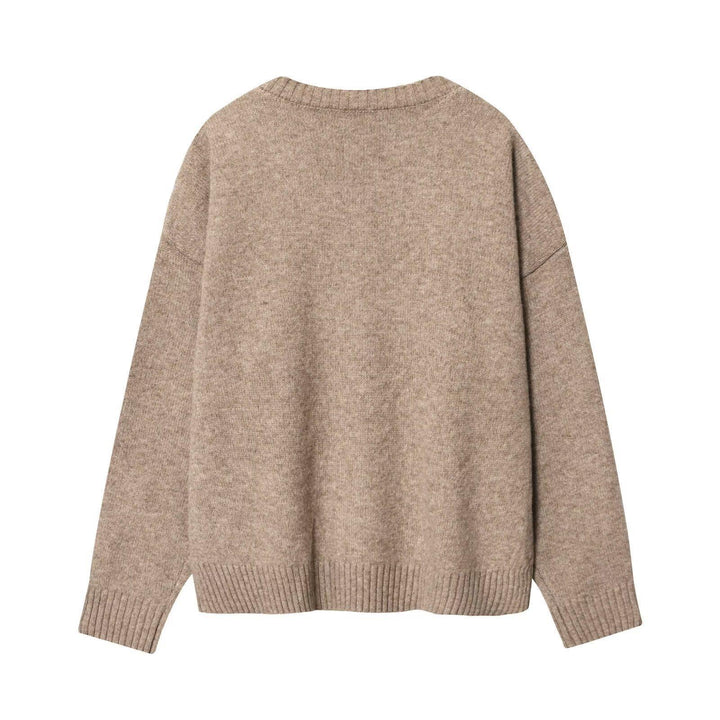 Damen Strickpullover mit V-Ausschnitt und weitem Schnitt Drune