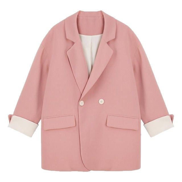 Damen Modische Langarmjacke mit Kontrastärmeln Drune