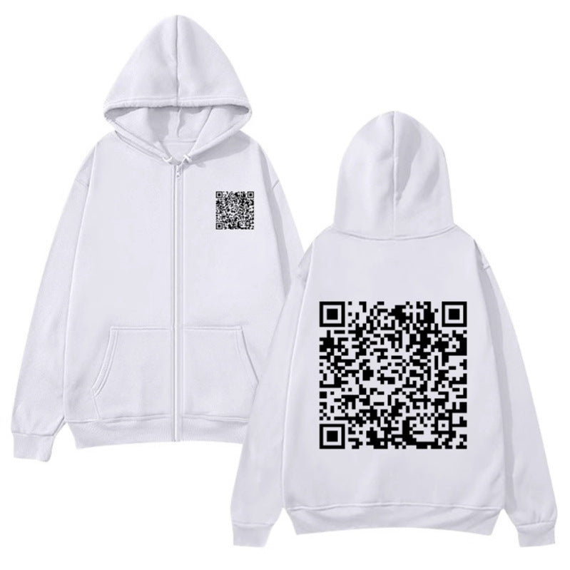Damen Kapuzenjacke mit QR-Code-Design und weichem Fleece Drune