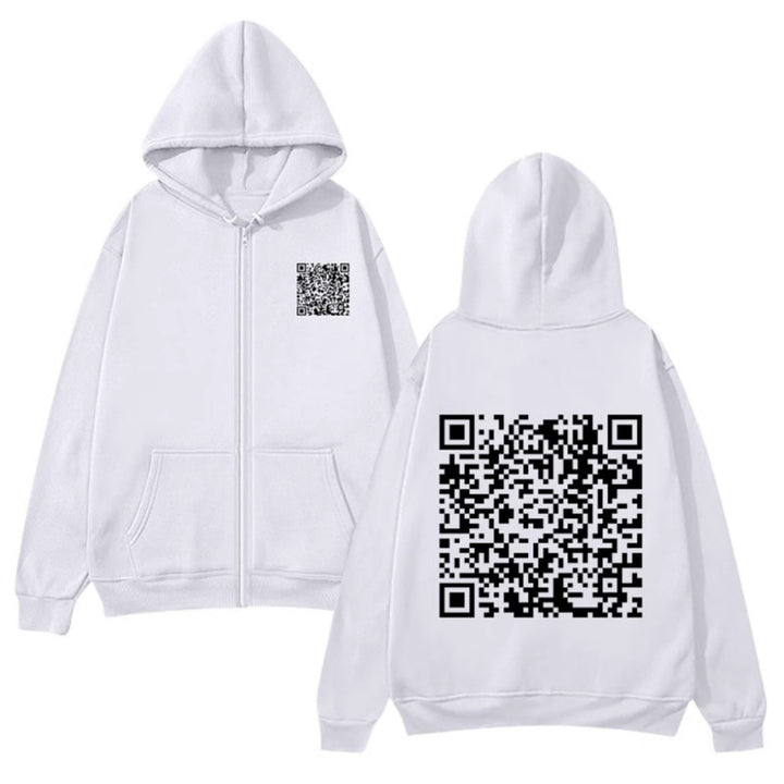 Damen Kapuzenjacke mit QR-Code-Design und weichem Fleece Drune