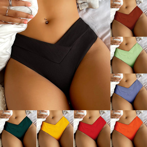 Damen Hoch tailliertes Bikini-Unterteil mit doppeltem Stoff Drune