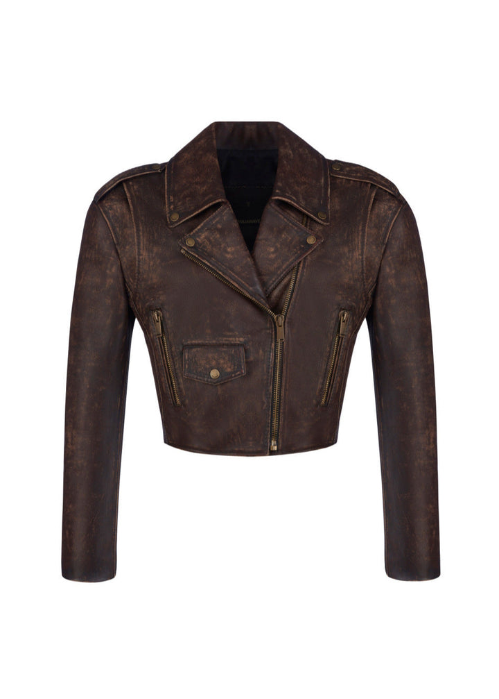 Drune | Leder Gekürzte Bikerjacke