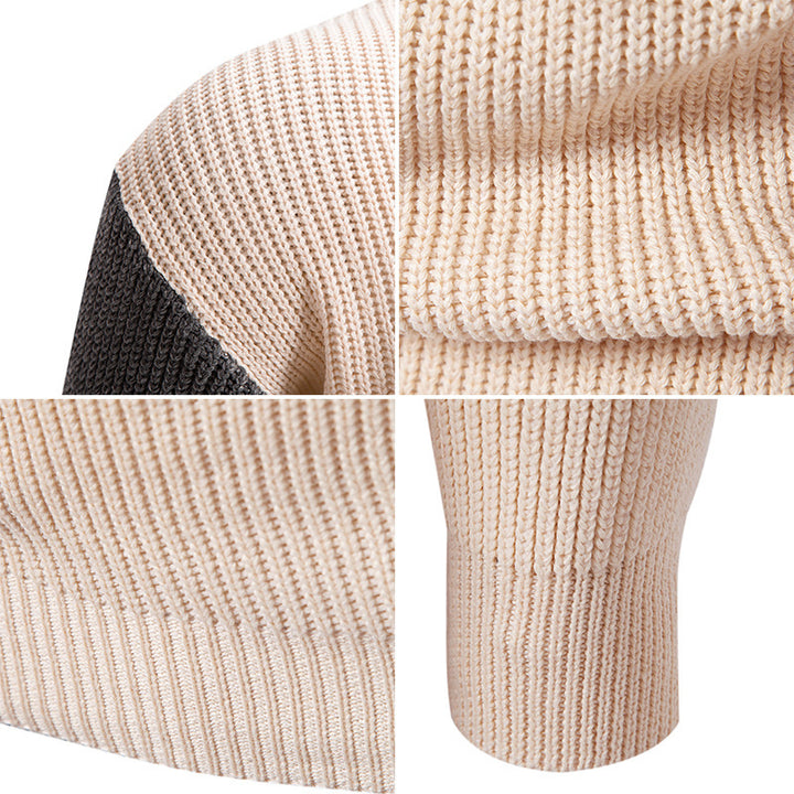 Herren modischer Rollkragenpullover mit grafischem Farbblockdesign Drune