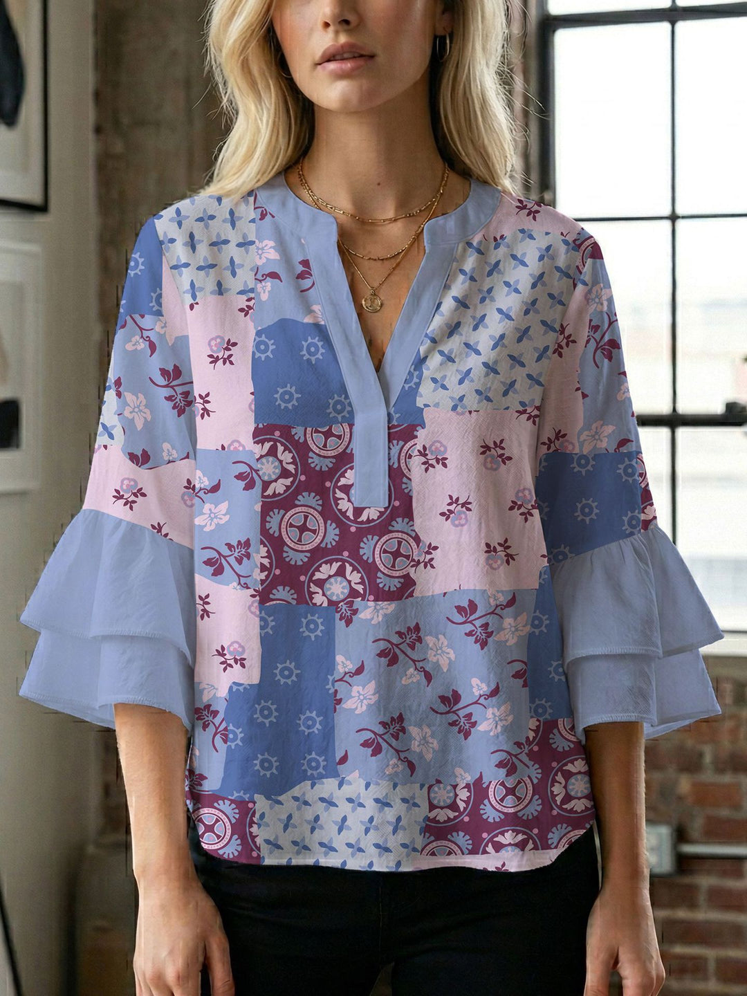 Damen Bluse mit wunderschönen floralem Design Drune