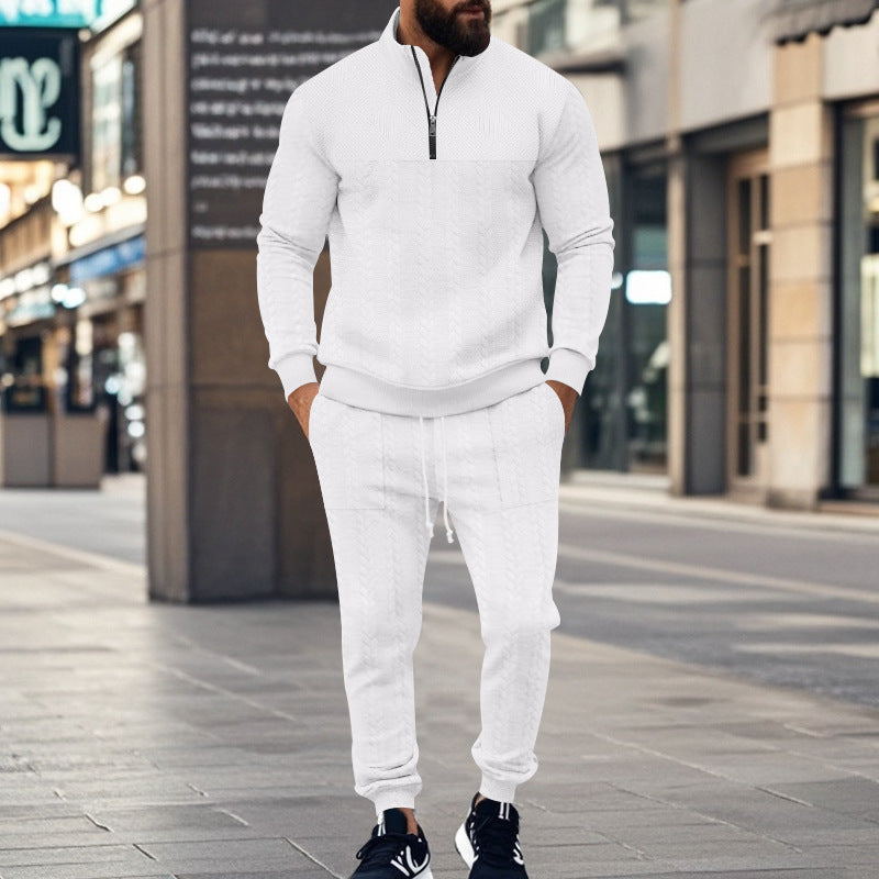 Herren nan Strukturiertes Halbzip-Sweatset mit Waffelstrick und konischer Jogginghose Drune