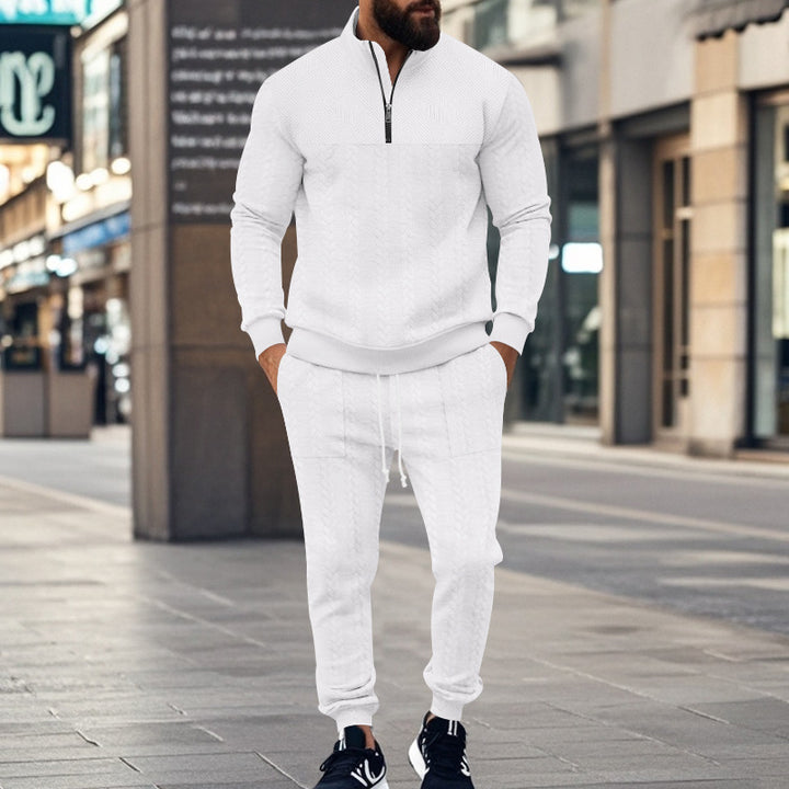 Herren nan Strukturiertes Halbzip-Sweatset mit Waffelstrick und konischer Jogginghose Drune