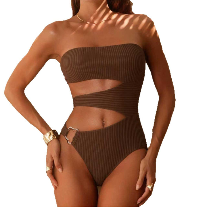 Damen Strapless Einteiler-Badeanzug mit asymmetrischer Raffung Drune