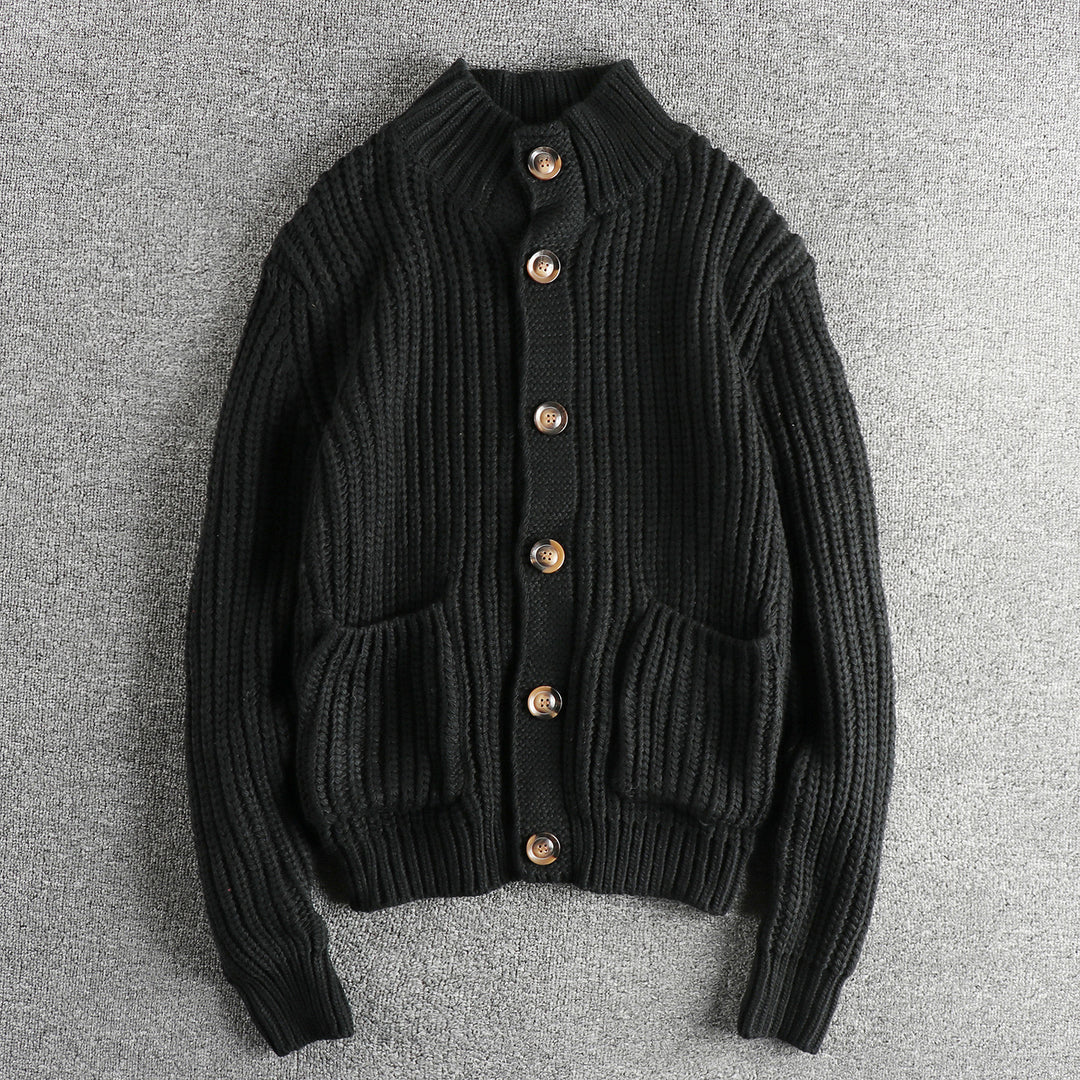 Damen Strickjacke mit großen Taschen und Knopfverschluss Drune