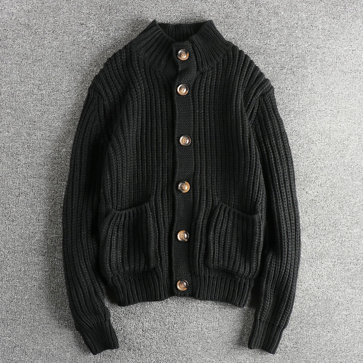 Damen Strickjacke mit großen Taschen und Knopfverschluss Drune