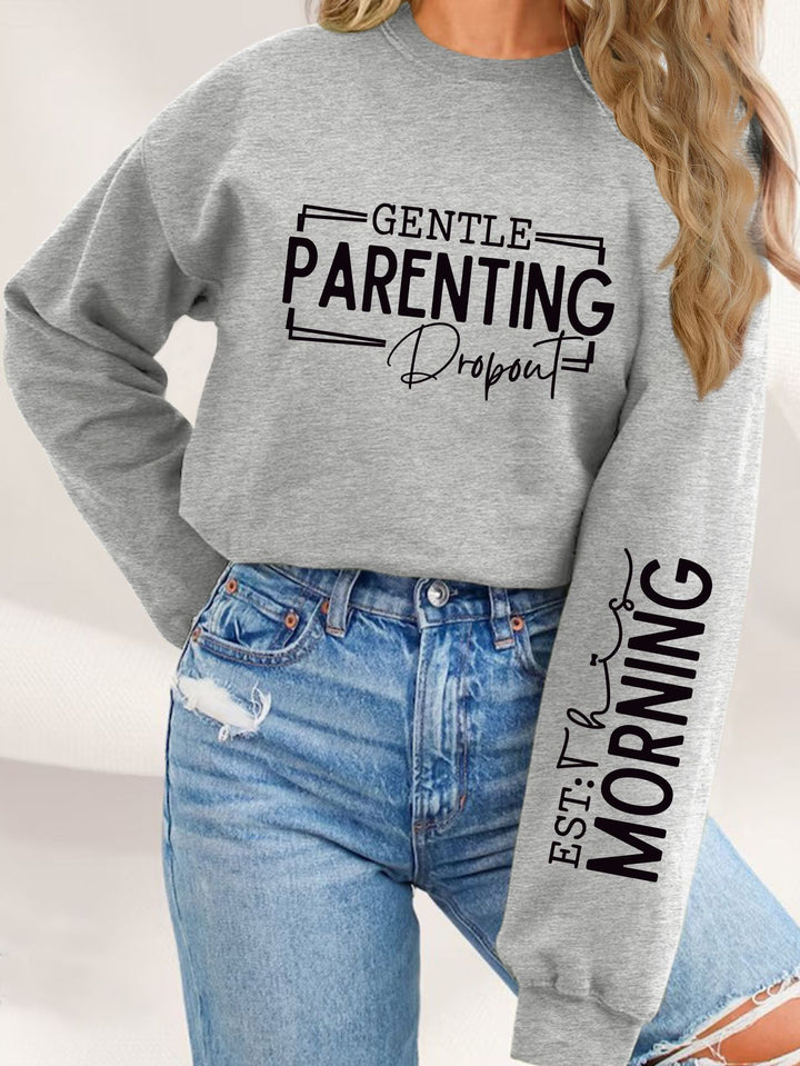 Damen Sweatshirt mit einzigartigem aufgedrucktem Elternschaftsmotiv und lässigem Schnitt Drune