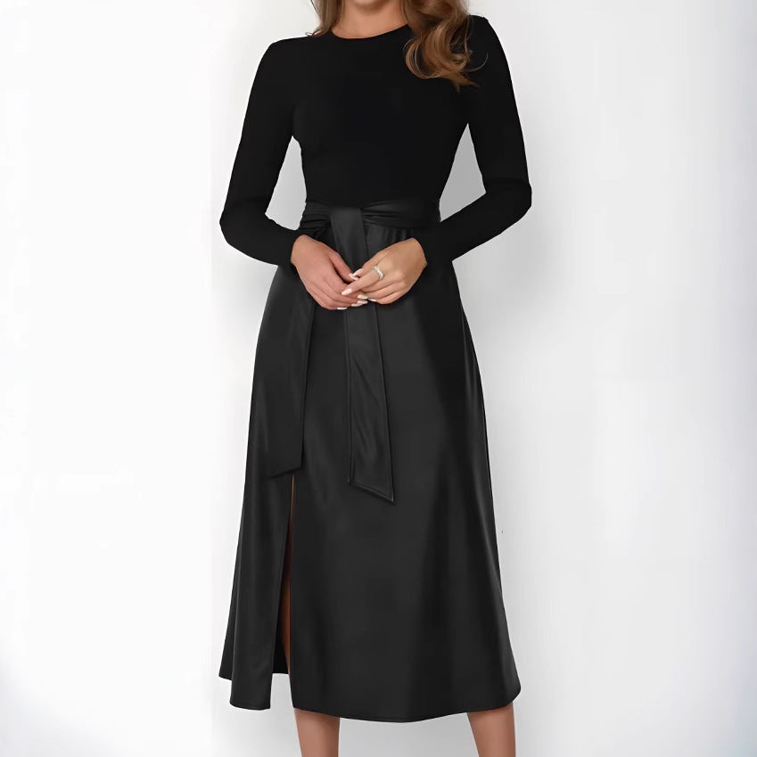 Drune | Lederkleid mit Einsätzen