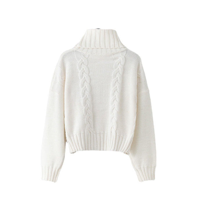 Damen kuscheliger Strickpullover mit Rollkragen und offenen Seiten Drune