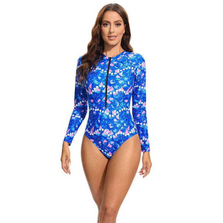 Damen Sportlicher Langarm-Badeanzug mit UV-Schutz Drune