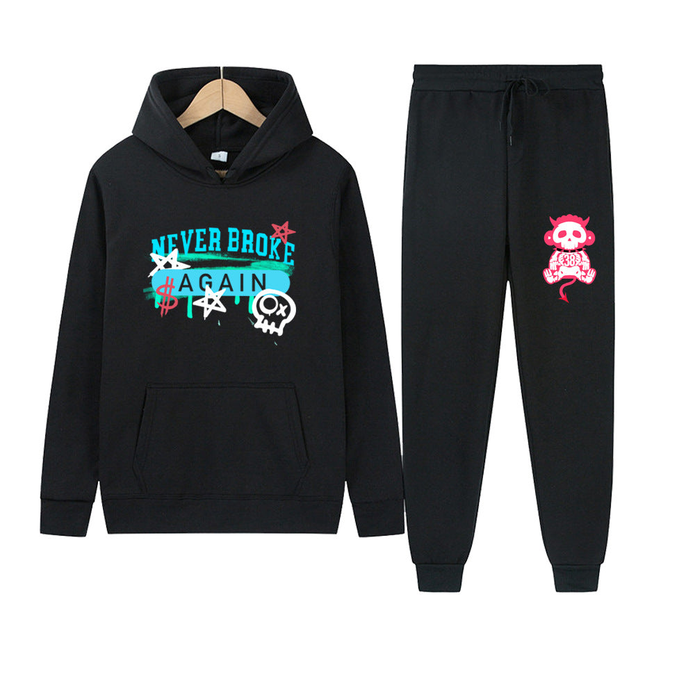 Damen modisches Hoodie- und Jogginghose-Set mit künstlerischem Druck Drune