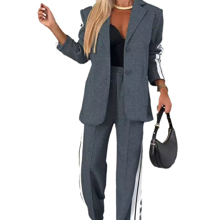 Damen Sportlicher Blazer-Anzug mit seitlichen Streifen Drune