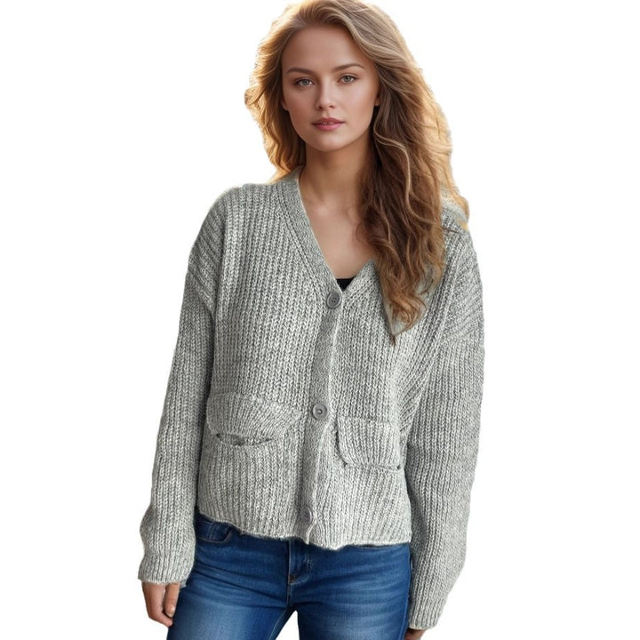 Damen oversized Strickjacke mit Knopfdetails und praktischen Taschen Drune