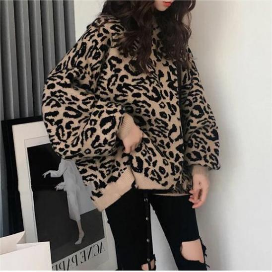 Damen Oversized Strickpullover mit modernem Tiermotiv Drune