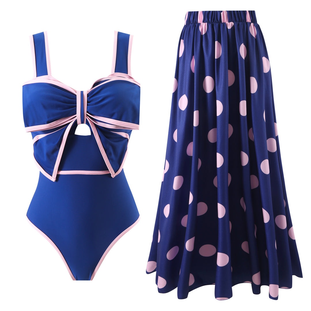 Damen Retro Badeanzug mit gepolstertem Oberteil und passendem Rock Drune