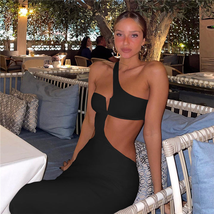 Damen Off-Shoulder Abendkleid mit asymmetrischer Ausschnitt Drune