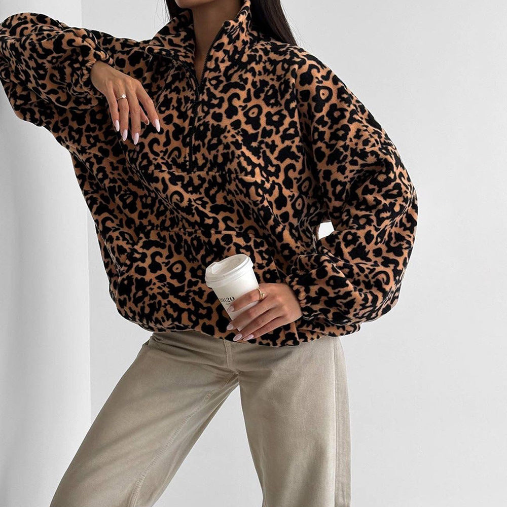 Damen Oversize-Pullover im Leopardenmuster Drune