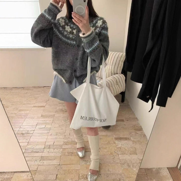 Damen Gemusterte Strickjacke mit bunten Akzenten Drune