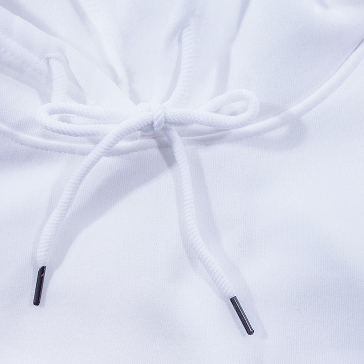 Unisex minimalistischer Kapuzenpullover aus French-Terry mit flachem Kordelzug und verstärkter Nackenpasse Drune