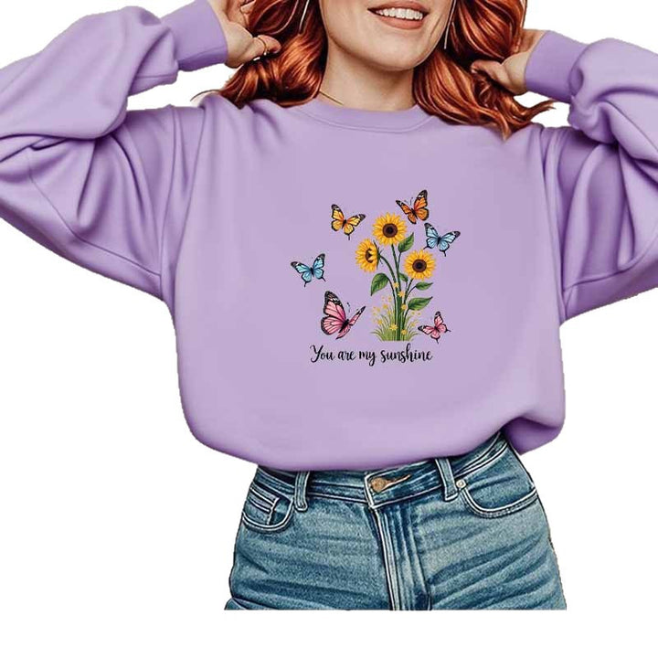Damen Sweatshirt mit floralem Design und motivierendem Schriftzug Drune