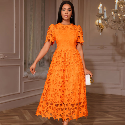 Damen Spitzen-Maxikleid mit floralem Design Drune