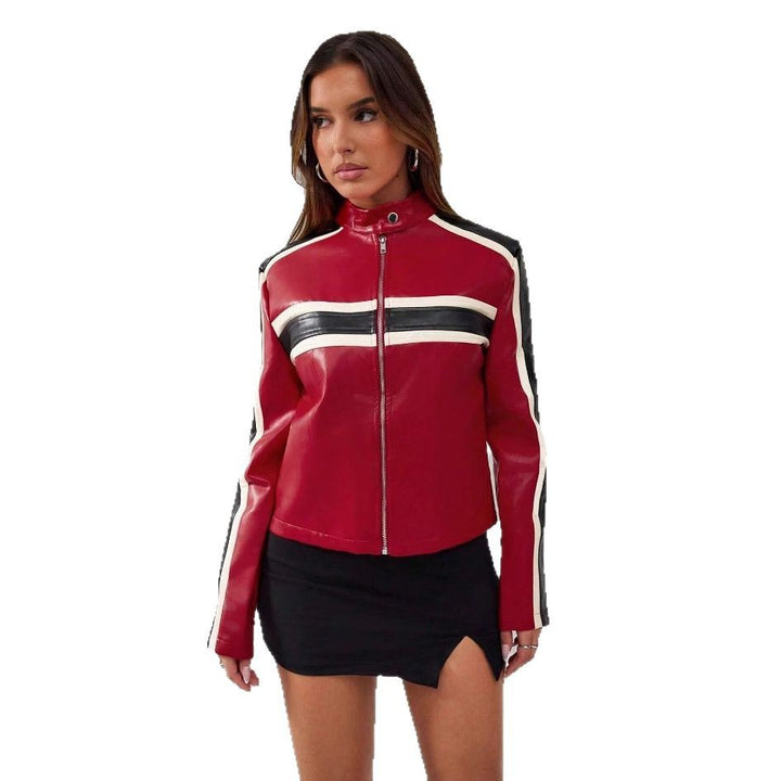 Damen Kunstlederjacke im sportlichen Retro-Design Drune